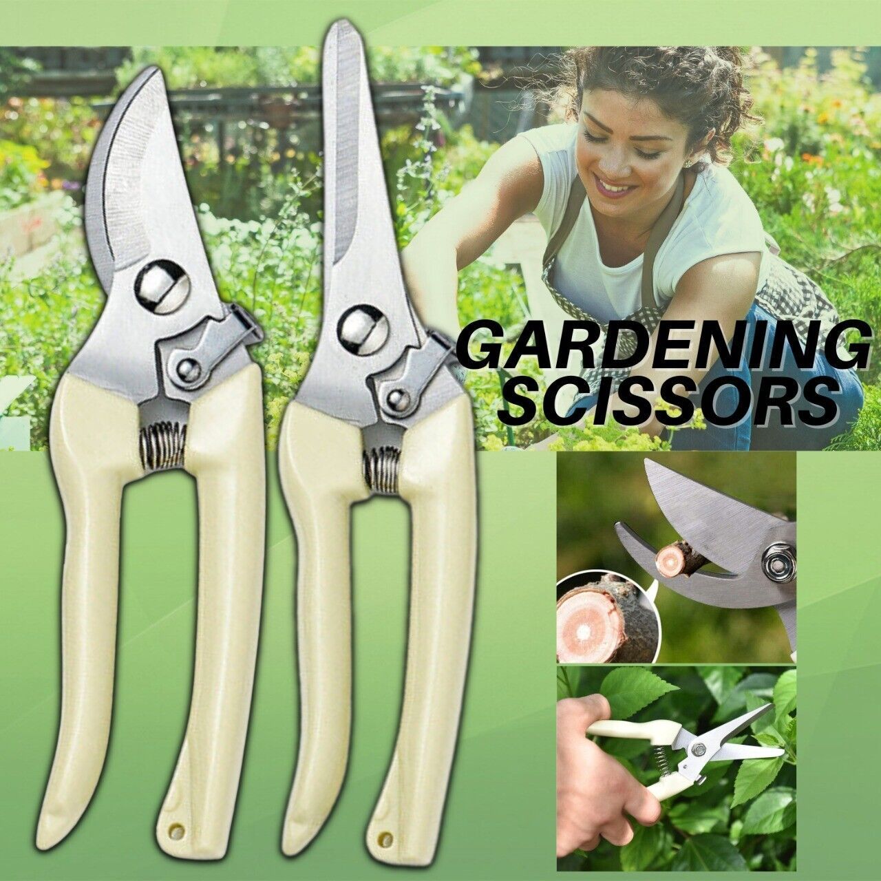 2 Pack Pruning Shears Cutter Home Gardening Plant Scissor Branch Garden Pruner