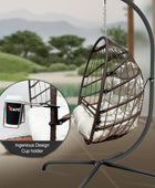 Swing Egg Chair With Stand UV Resistant Cushion Rust-Free Foldable Aluminum Frame, 350lbs