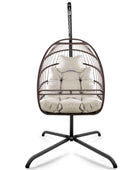 Swing Egg Chair With Stand UV Resistant Cushion Rust-Free Foldable Aluminum Frame, 350lbs