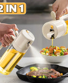 2 In 1 Oil Sprayer Bottle BBQ Cooking Oil Dispenser Olive Oil Pourers Sprayer Kitchen Baking Oil Mister Vinegar Bottle