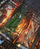 Rolling Grilling Basket Metal BBQ Barbecue Basket Net Portable Outdoor Camping Barbecue Rack Kitchen Gadgets