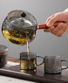 Semi-automatic Rotary Heat-resistant Glass Teapot Lazy Tea Making With Infuser And Wooden Handle Office Home Accessories Kitchen Gadgets